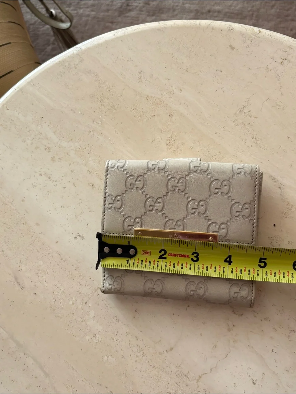 Gucci Embossed GG Leather Wallet with Gold Hardware